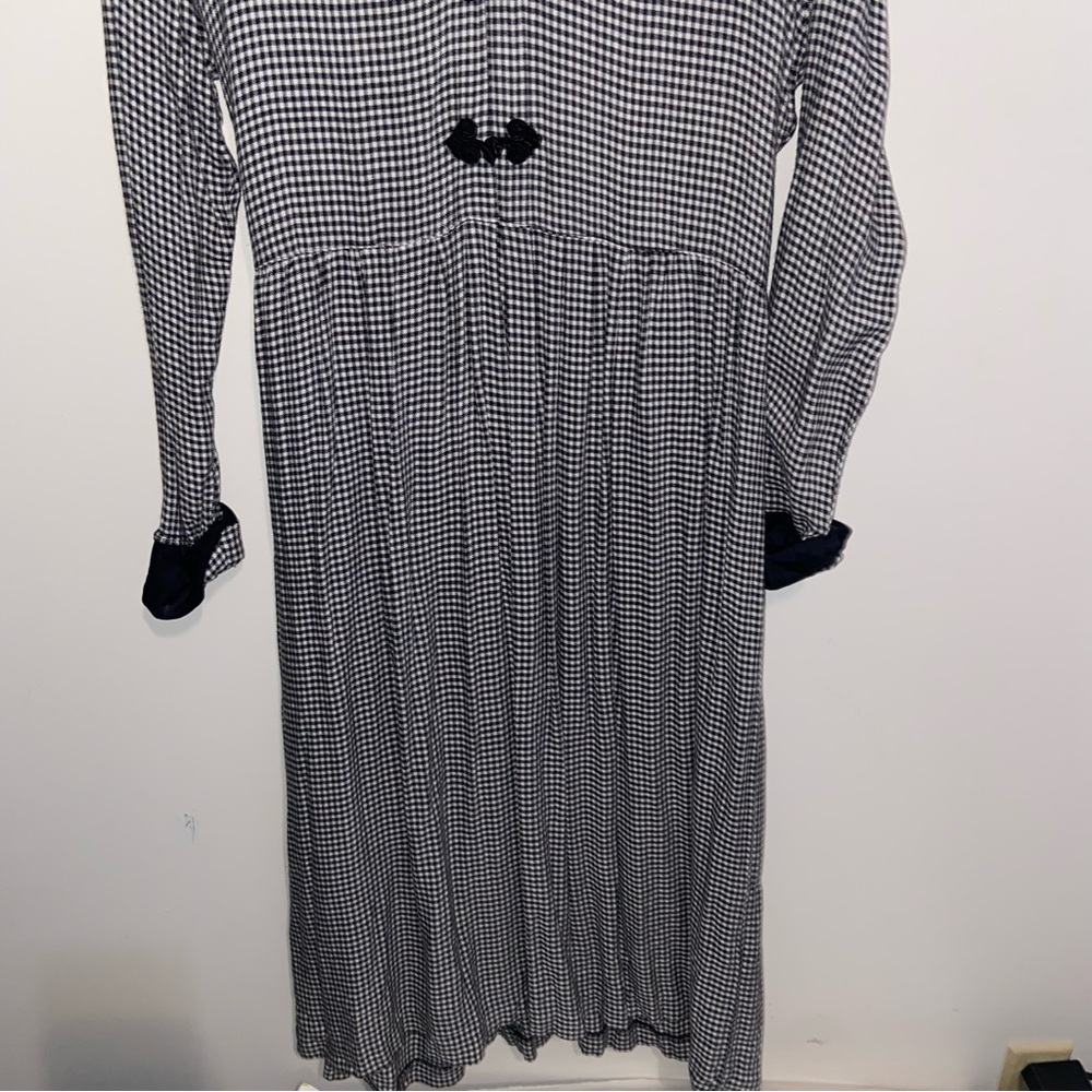 Vintage JG Hook Dress Womens Sz Large Pet Plaid Gingham Cottagecore Retro B&W - Picture 10 of 16